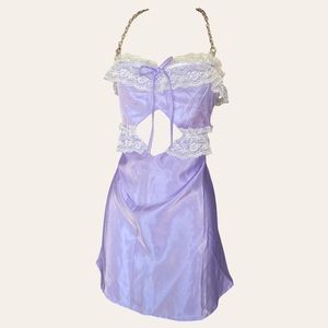 stuck on stupid purple satin dress